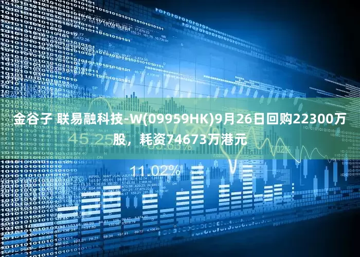 金谷子 联易融科技-W(09959HK)9月26日回购22300万股，耗资74673万港元
